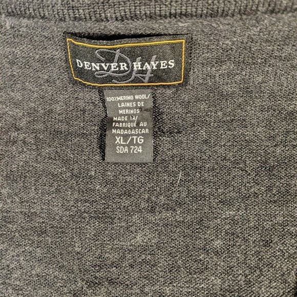 Denver Hayes 100% Merino Wool Button Up Vest Mens XL Charcoal Grey Gray SDA-724 - Picture 3 of 9